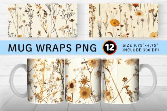 Download Wildflower Dried Vintage Flower Mug Wrap - Vintage Collection