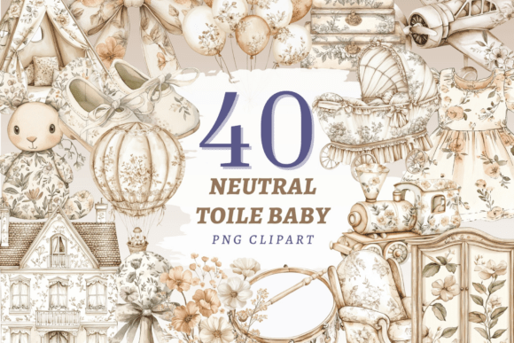 Download Neutral Toile Baby PNG Bundle - Baby png Collection