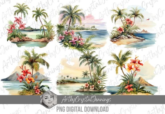 Download Vintage Tropical Design Island Beach PNG - Vintage Collection