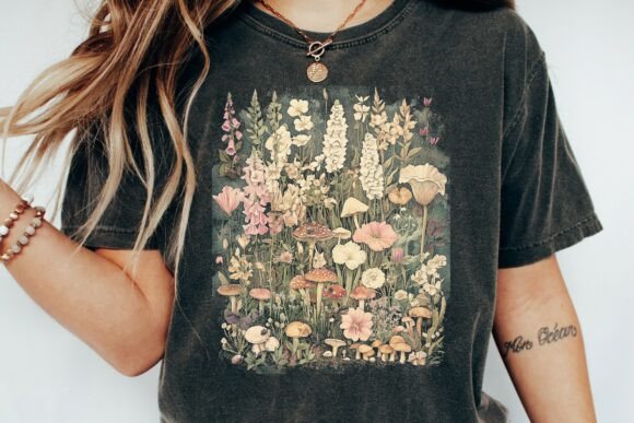Download Vintage Mushroom &amp; Flower Garden Png - Vintage Collection
