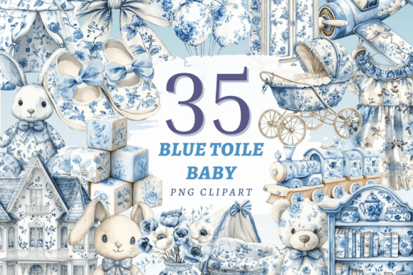 Download Blue Toile Baby PNG Bundle - Baby png Collection